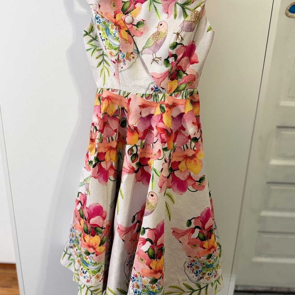 Elegant Floral Prom Dress with Pink and Green Hues
